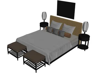 Fancy Couples Bed 3D Model