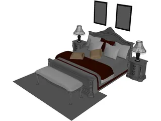 Fancy Bed King Size 3D Model