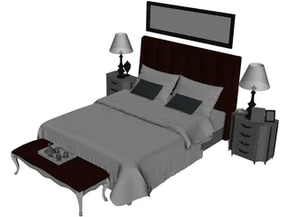 Bed Fancy Design King Size 3D Model