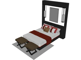 Bed Fancy Design King Size 3D Model