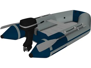 Zodimo Zodiac Boat with Outboard Motor 3D Model