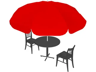 Cafe Table Set 3D Model