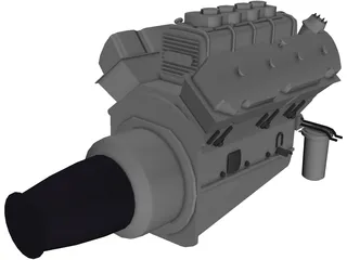 Engine Race Block Supercharged 3D Model