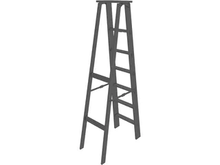 Wooden Step Ladder 3D Model