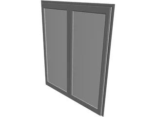 Door Double Sliding Glass 3D Model