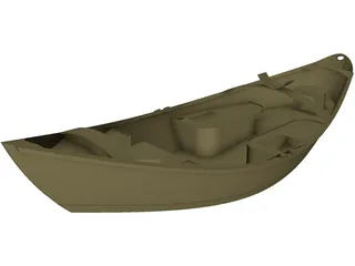 Wooden Drift Boat 3D Model