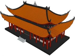 Attic Chinese Building 3D Model