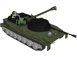 2S1 Gvosdika 3D Model