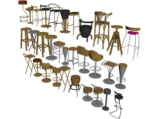 Bar Chairs Collection 3D Model