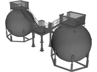 Oil Storage Tanks 3D Model