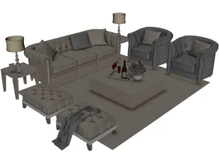 Retro Sofa 3D Model