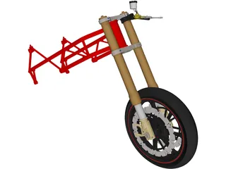 Motorcycle Frame, Wheel and Fork 3D Model