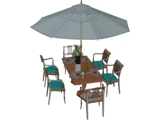 Chairs and Table Garden 3D Model