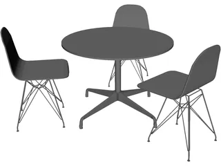 Eames Seatings and Table 3D Model