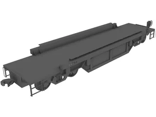 Flat Bed Train Carriage 3D Model