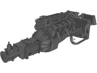 GM 350 V8 Turbo Engine 3D Model