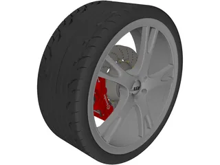 Wheel/Tire with Caliper and Rotor 3D Model