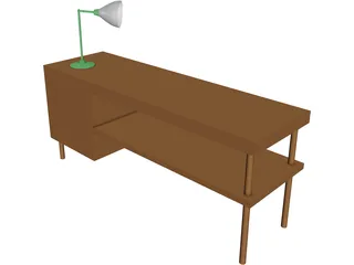 Table and Lamp 3D Model