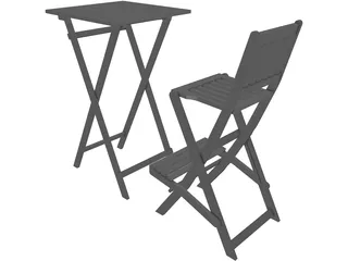 Bar Chair and Table 3D Model