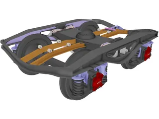 2 Axle Wheel Set 3D Model