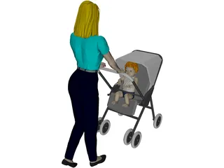 Woman [+Baby Carriage] 3D Model