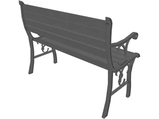 Wrought Iron Park Bench 3D Model