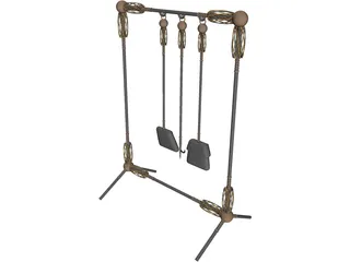 Fire Place Tools and Rack 3D Model