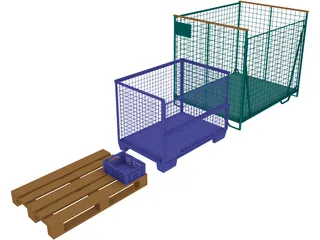 Loads [Lattice Boxes and Europallet] 3D Model