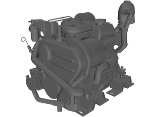 Yanmar 2cyl Engine 3D Model