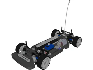 Tamiya TT01 RC Car Chassis 3D Model