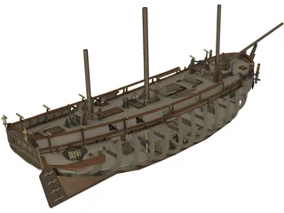 HMS Bounty with Interior 3D Model