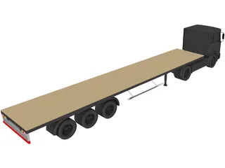 Flat Bed Truck 3D Model