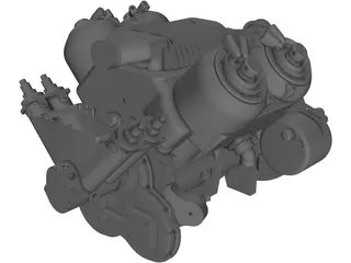 Car V4 Engine 3D Model