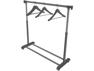 Clothes Rack with Hangers 3D Model