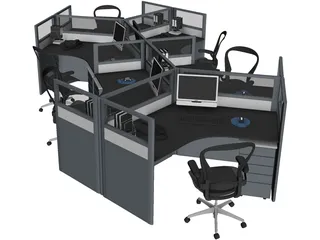 Office Table Workspace 3D Model