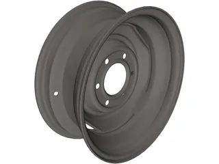 Steel Wheel 15 Inch 6 Lug 3D Model