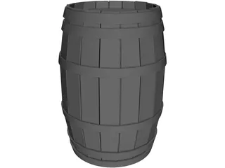 Wooden Barrel with Lids 3D Model