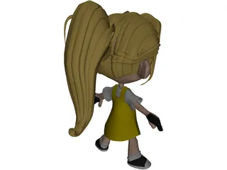 Cartoon Kid Girl 3D Model