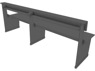 Church Bench Long 3D Model