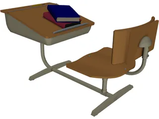 School Desk 3D Model