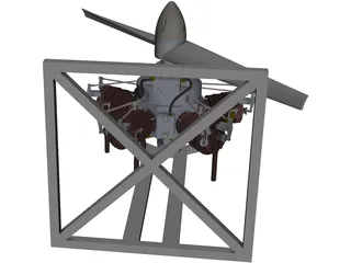 Edwards Five Cylinder Radial Gas Engine 3D Model