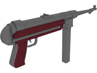 MP 40 Submachine Gun 3D Model