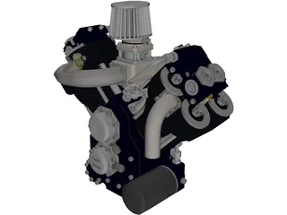 Generic V-Twin Gas Engine Assembly 3D Model