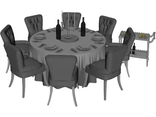 Kitchen Table with Chairs 3D Model