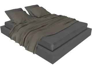 Queen Size Twin Bed 3D Model