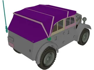 Stoewer Kfz.2 German Army Car 3D Model