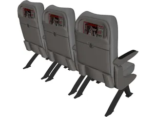 Airbus A320 Economy Seats 3D Model