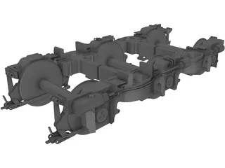 Locomotive Bogie 3 Axle 3D Model