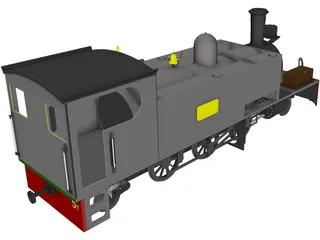 Narrow Gauge Steam Locomotive 3D Model