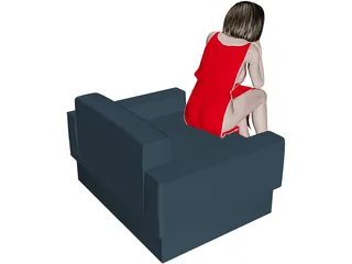 Female Sitting on Chair 3D Model
